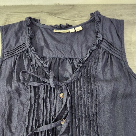Anthropologie Holding Horses Black Ruffle Neck Pleated Viscose Blouse Size 2 - Picture 9 of 14